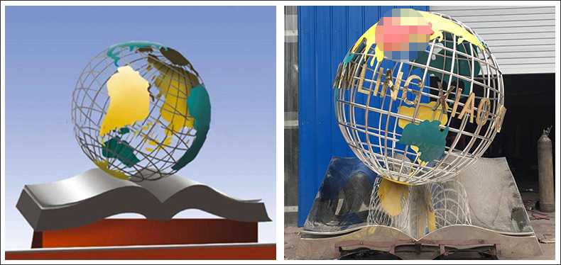 不銹鋼地球，景觀地球雕塑，學校地球儀擺件