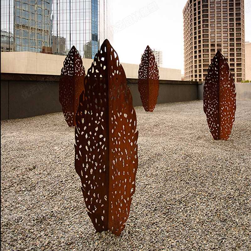 耐候鋼雕塑，耐候鋼樹葉雕塑